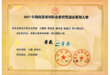 2017年湖南黄炎培职业教育奖创业规划大赛一等奖